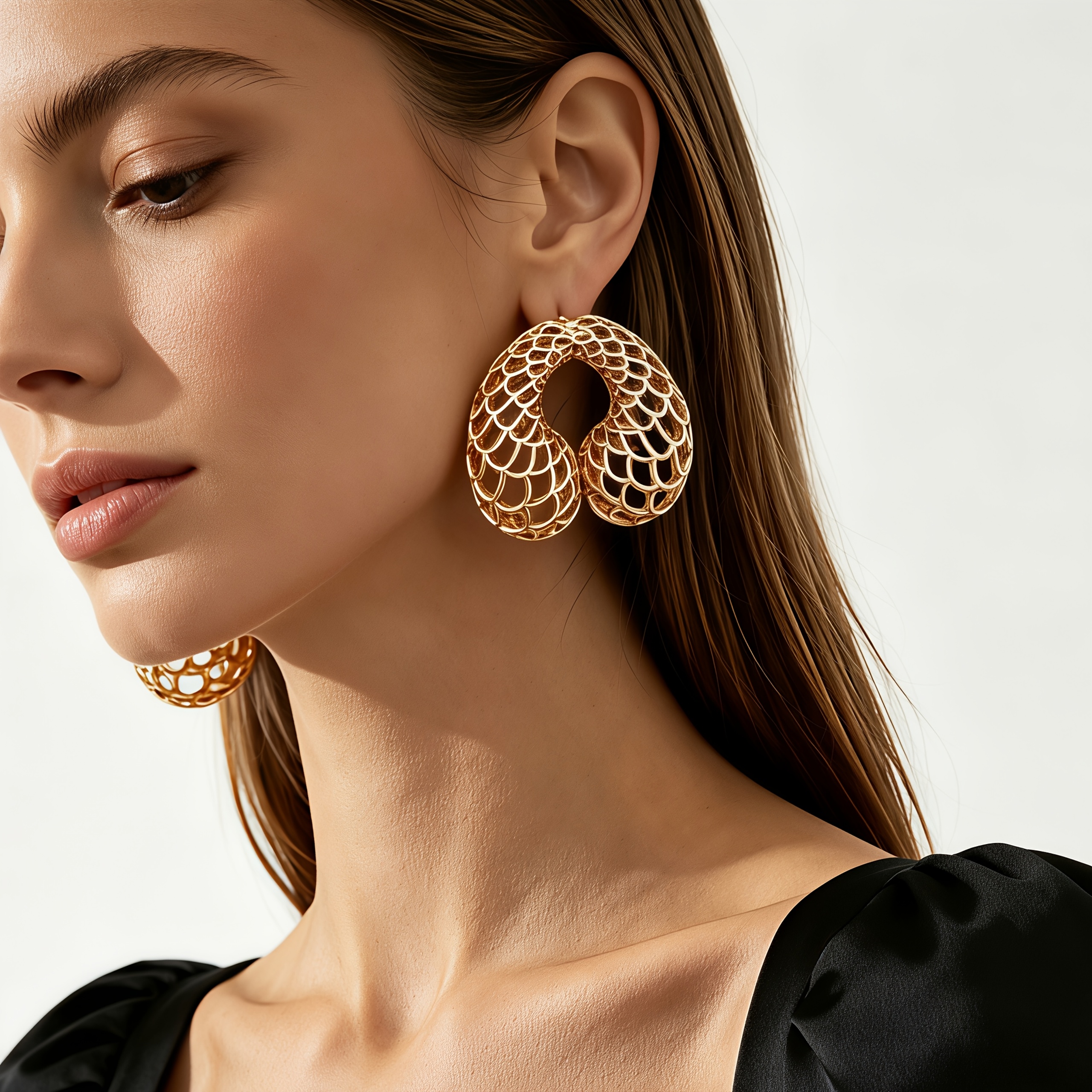 Women's Geometric Openwork Double Teardrop Drop Earrings